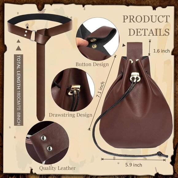 Women\'s Corset Belt Brown Waist Bag Fanny Pack Coin Purse Costume Accessory main image 6